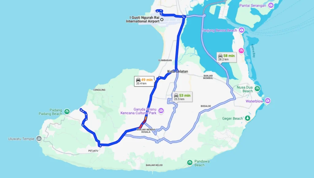 how to get to bingin beach from airport